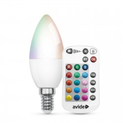 avide led izzó candle  4,9w rgb + w távirányítóval